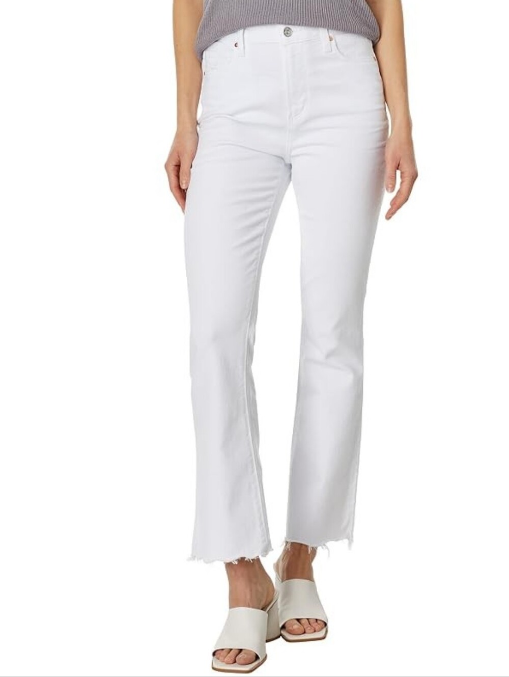 PAIGE Women's Cropped Flare Claudine Crisp White Jeans Size 28